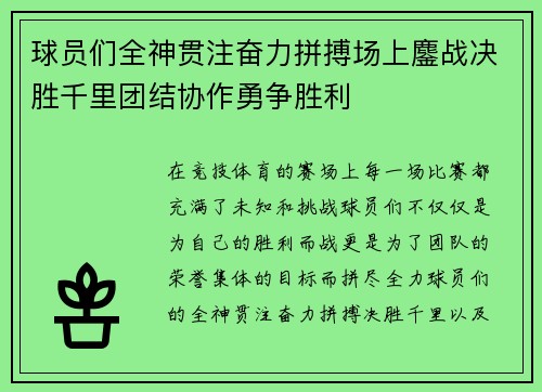 球员们全神贯注奋力拼搏场上鏖战决胜千里团结协作勇争胜利
